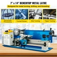 thumbnail image 2 of VEVOR Metal Lathe 7" x 14",Mini Metal Lathe 0-2250 RPM Variable Speed,Mini Lathe with 4" 3-jaw Chuck,Bench Top Metal Lathe, Benchtop Lathe, for Various Types of Metal Turning, 2 of 9