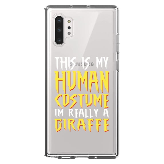 DistinctInk Clear Shockproof Hybrid Case for Galaxy Note 10 PLUS (6.8" Screen) - TPU Bumper Acrylic Back Tempered Glass Screen Protector - My Human Costume, Really a Giraffe