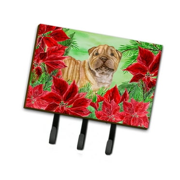 Shar Pei Puppy Poinsettas Leash or Key Holder