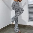 thumbnail image 2 of YYDGH Women's Stacked Leggings Striped Fuzzy Knitted Extra Long Pants High Waisted Skinny Flare Pants Streetwear Black Black, 2 of 8