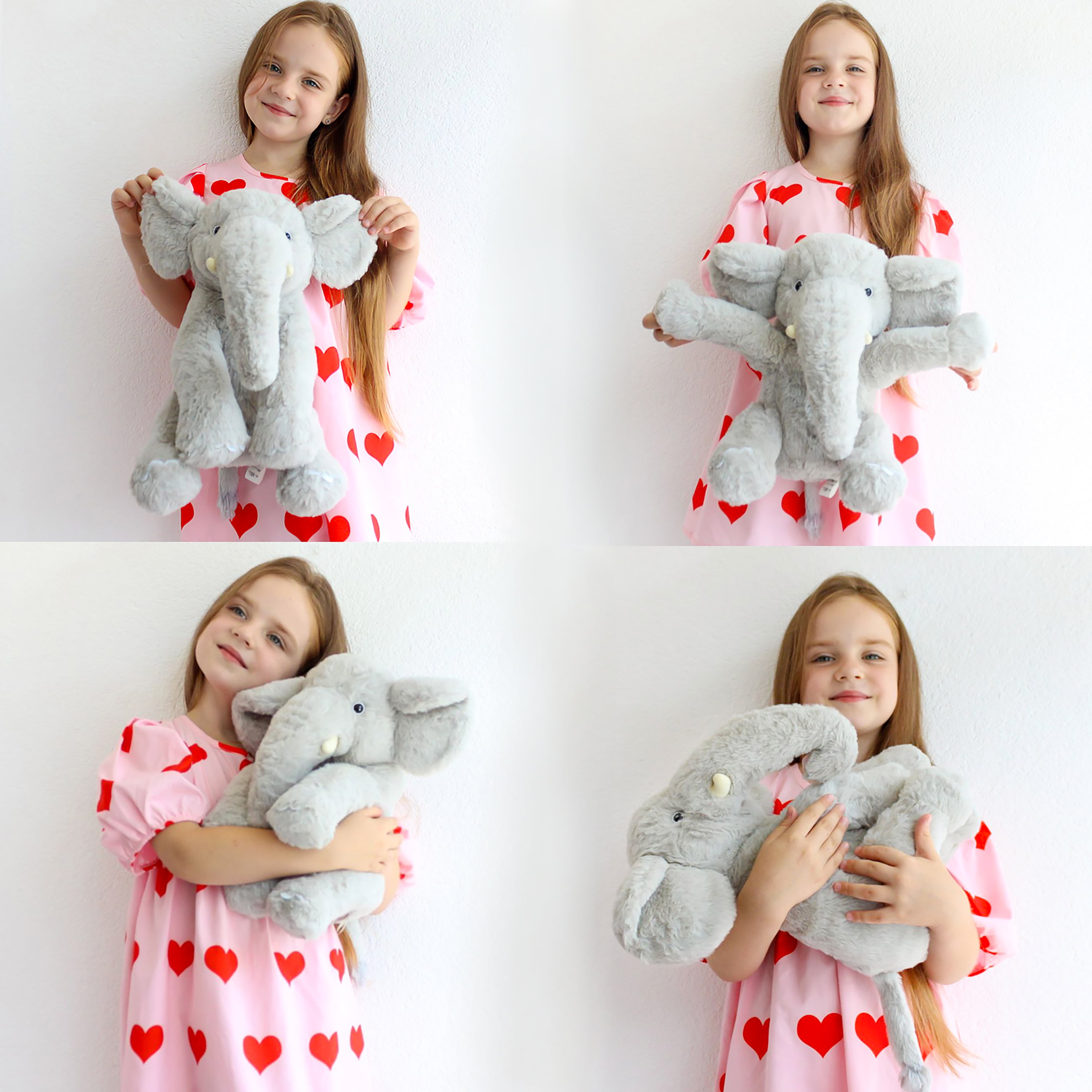 WEIGEDU Gray Elephant Stuffed Animals, Soft Huggable Cute Elephant Plush Toy,  Stuffed Elephant , 13.4 inches 