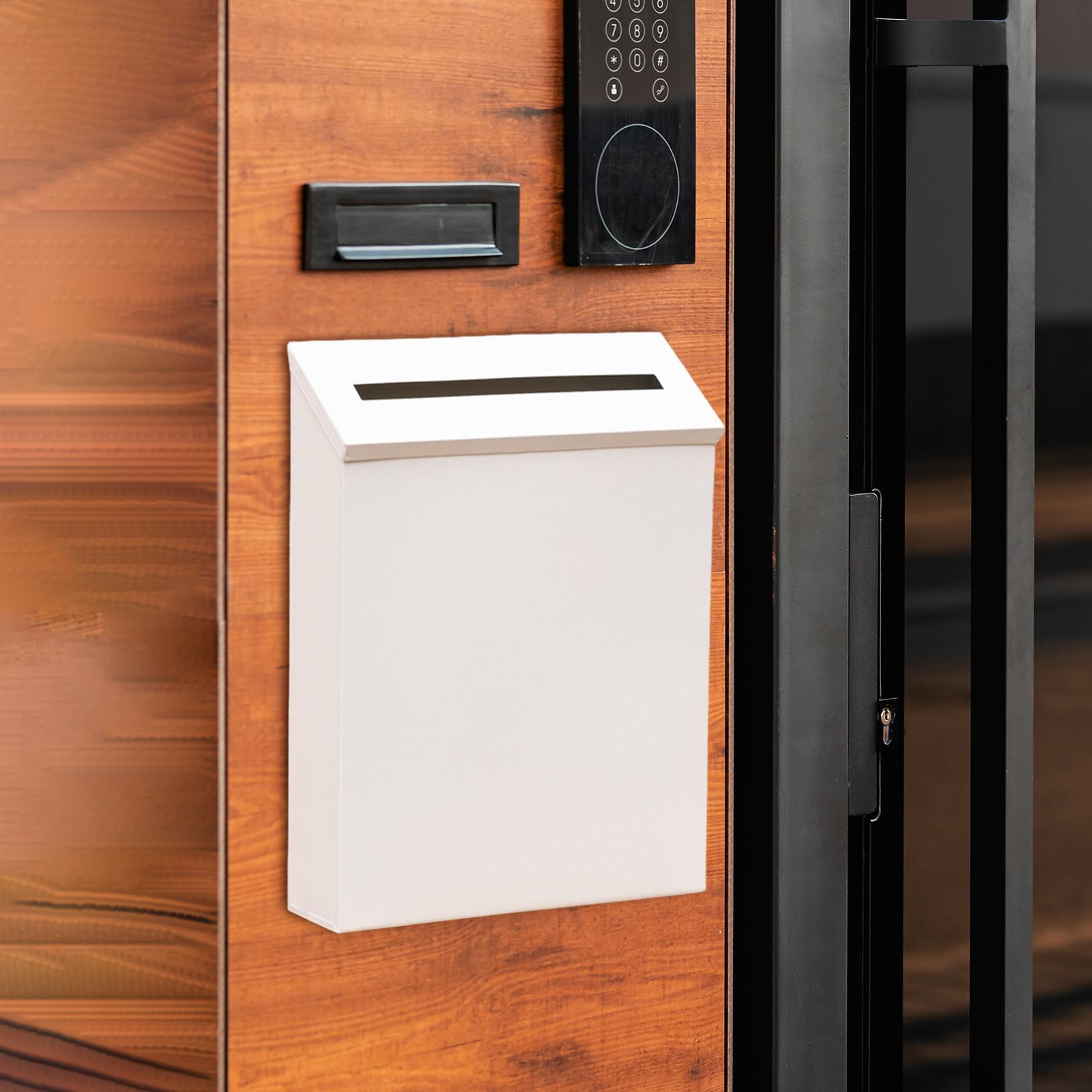 Wall Mount Mailbox Large Capacity Modern Newspaper Holder Box for Front Door White