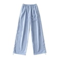 thumbnail image 3 of Pantalones de trabajo casuales con costura a rayas de dopamina de estilo de moda para chicas picantes de mujer, pantalones deportivos de pierna recta y cintura alta, 3 of 6