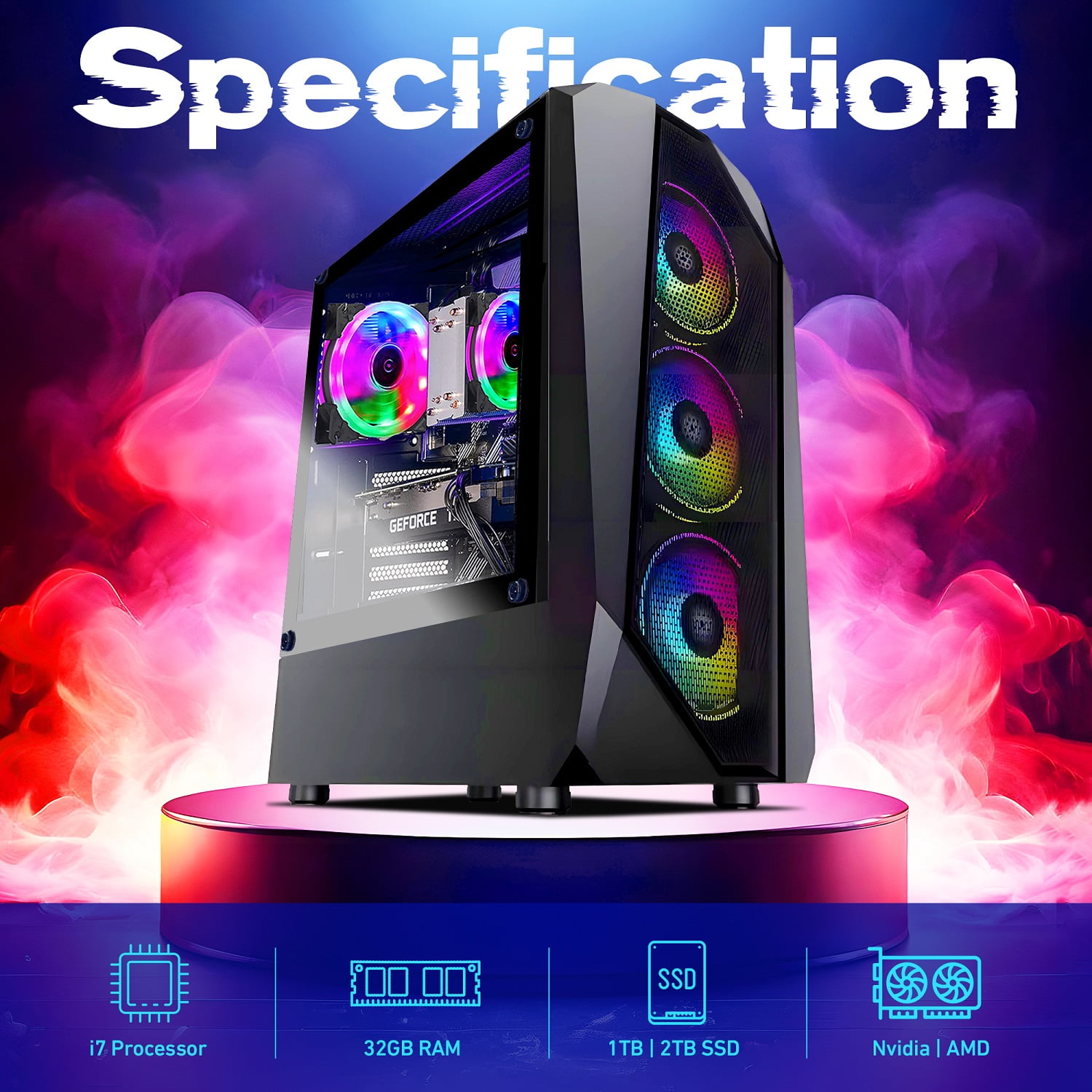 AQVIN AQ30 Gaming PC for Gamer/ Editing High-Performance Desktop Computer - NVIDIA GeForce RTX 3050 6GB/ Intel Core i7 CPU/ 32GB DDR4 RAM/ 1TB SSD/ Windows 11 Pro/ Built-in WIFI - Black