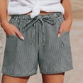 thumbnail image 2 of WAYUTE Shorts for Women Striped Elastic Waist Casual Shorts with Drwastring and Pockets Comfort Everyday for Ladies Versatile Vacation Outfit, 2 of 7