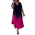 thumbnail image 6 of ZenCart Gradient Maxi Dress for Women Summer Plus Size Loose Long Dress Casual V-neck Short Sleeve Flowy A-line Dress, 6 of 7