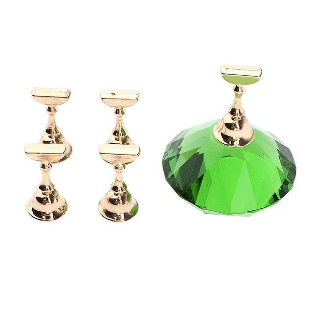 1 Unidades 5 Unids Consejos De Uñas Soporte De Soporte Con Kit De Cristal Oval Para Práctica De Manicura Geles De Uñas De Acrílico Pan Verde