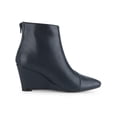 thumbnail image 3 of BLISSFUL STEP Women's Pointed Toe Zipper Wedge Heel Ankle Booties Navy Blue (Size 7), 3 of 5