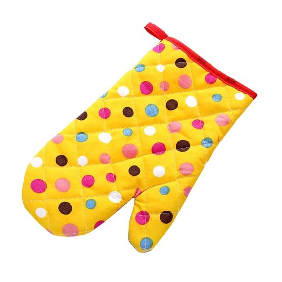 Elysian Clearance Oven Mitts BBQ Gloves,Heat Thick Oven Gloves Dot Microwave Insulation Ovenware Baking Bakeware Tools Kitchen Accessories Yellow YE2 One Size