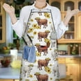 thumbnail image 6 of Highland Cow Sunflower Cow Pattern Apron-Garden Aprons for Women with Pockets-Cotton Linen Waterproof Kitchen Cooking Gardening Aprons Adjustable for Kitchen,Cooking,BBQ and Salon 33x27 Inch, 6 of 7
