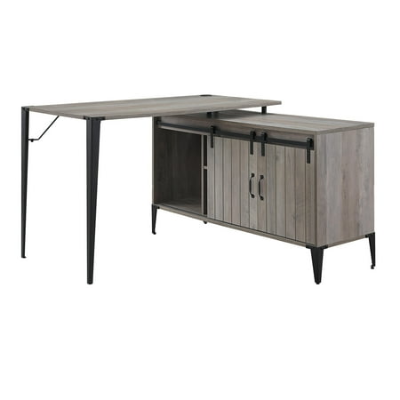 UPC: 0192551670358 | Writing Desk with L Shaped Tabletop  Gray and Black