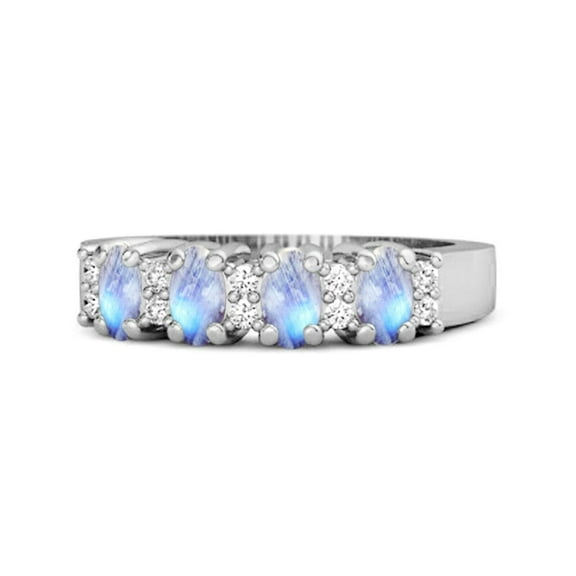 Eternity 925 Sterling Silver 0.8 Ctw Moonstone Women Love Wedding Ring
