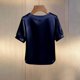thumbnail image 5 of TaTaai Women's Office Casual Top Short Sleeve Round Neck Pearl Accent Solid Color Summer Blouse Professional Loose Fit Shirt Gift, 5 of 5