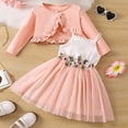 thumbnail image 3 of PatPat 2 Pieces Kid Girl Outfits Ruffled Cardigan and Lace Mesh Tutu Dress Set Size 5-12, 3 of 5