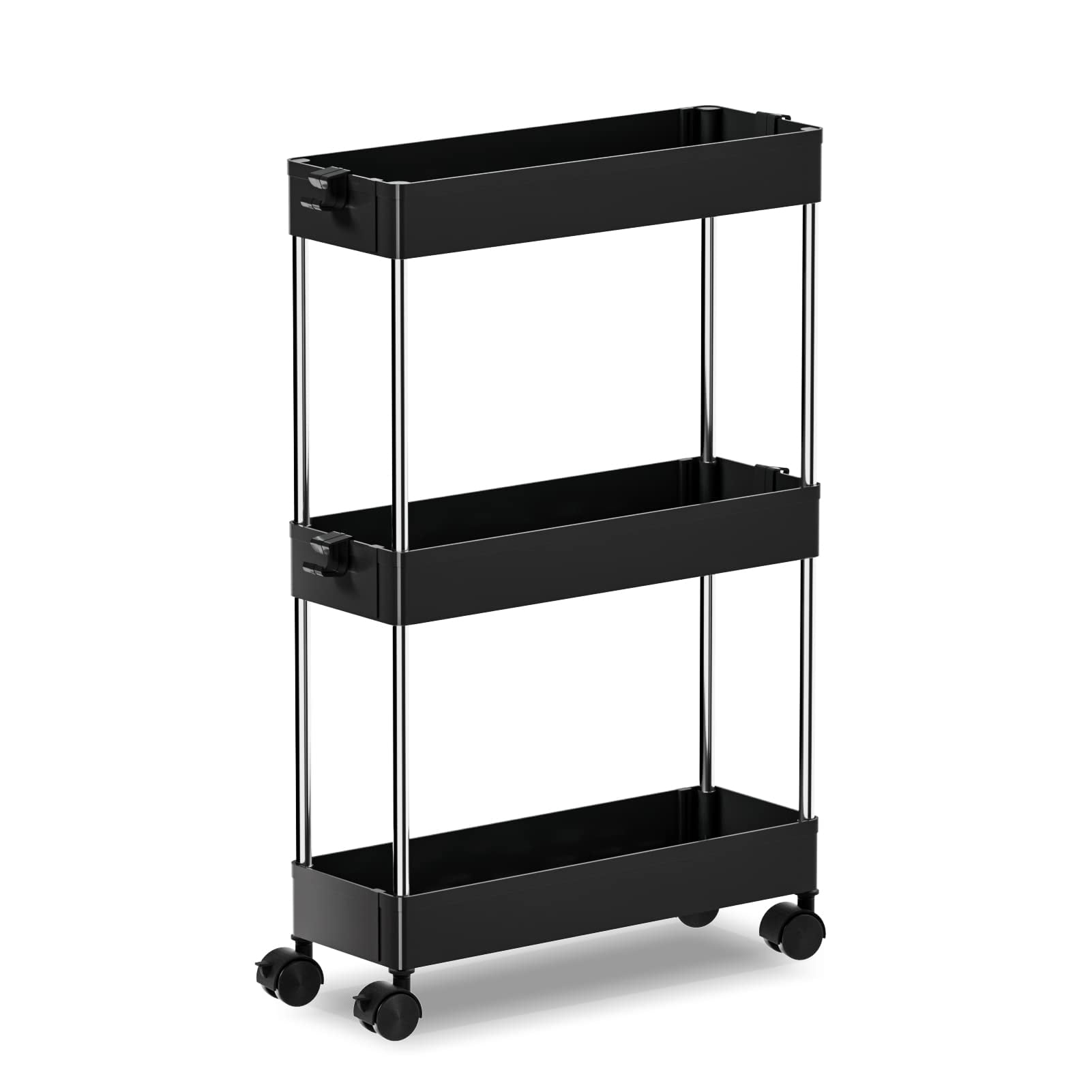 Slim Storage Cart 3 Tier Mobile Shelving Unit Organizer, Utility