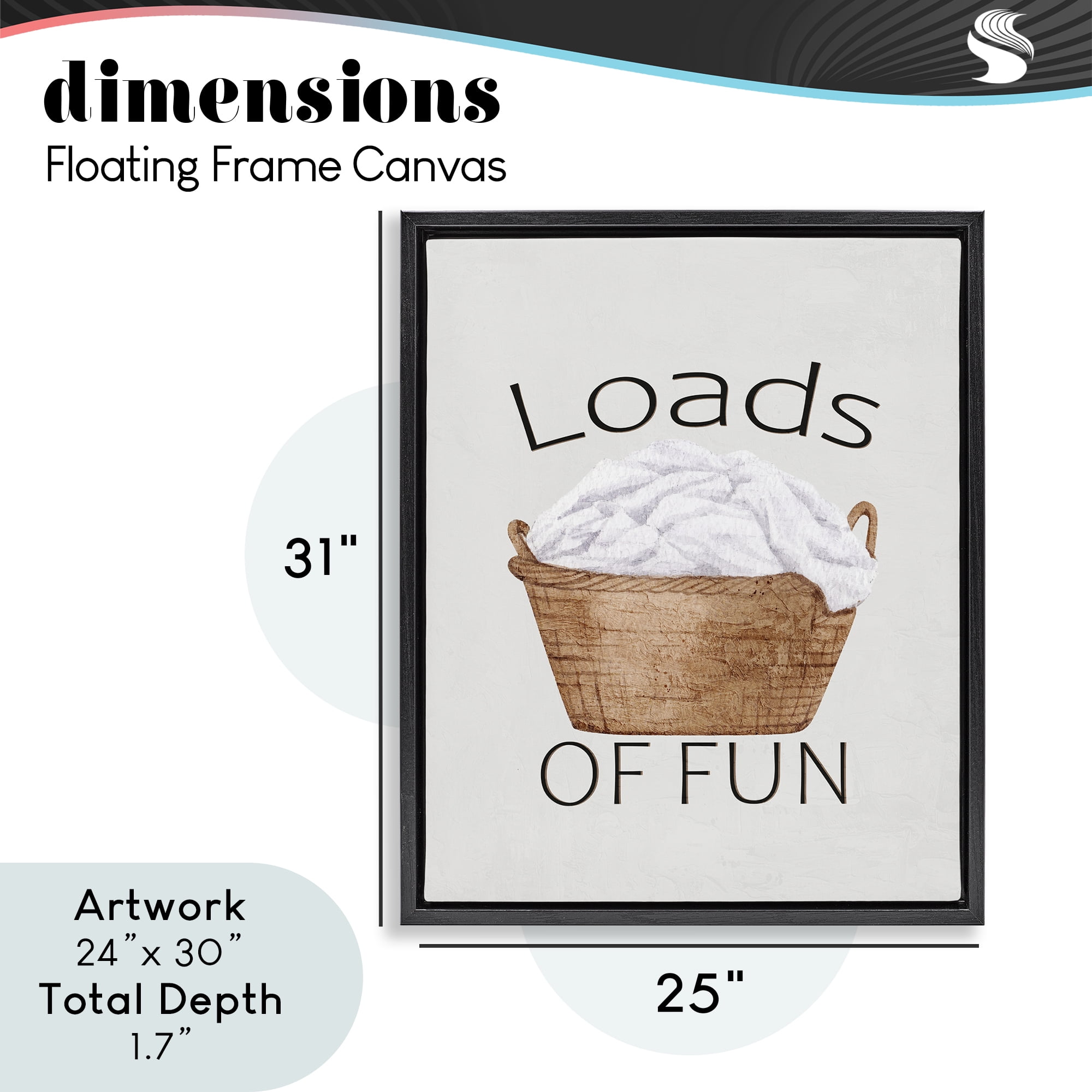 Loads Of Fun Laundry Basket Black Framed Floater Canvas Wall Art, design by Kim Allen
