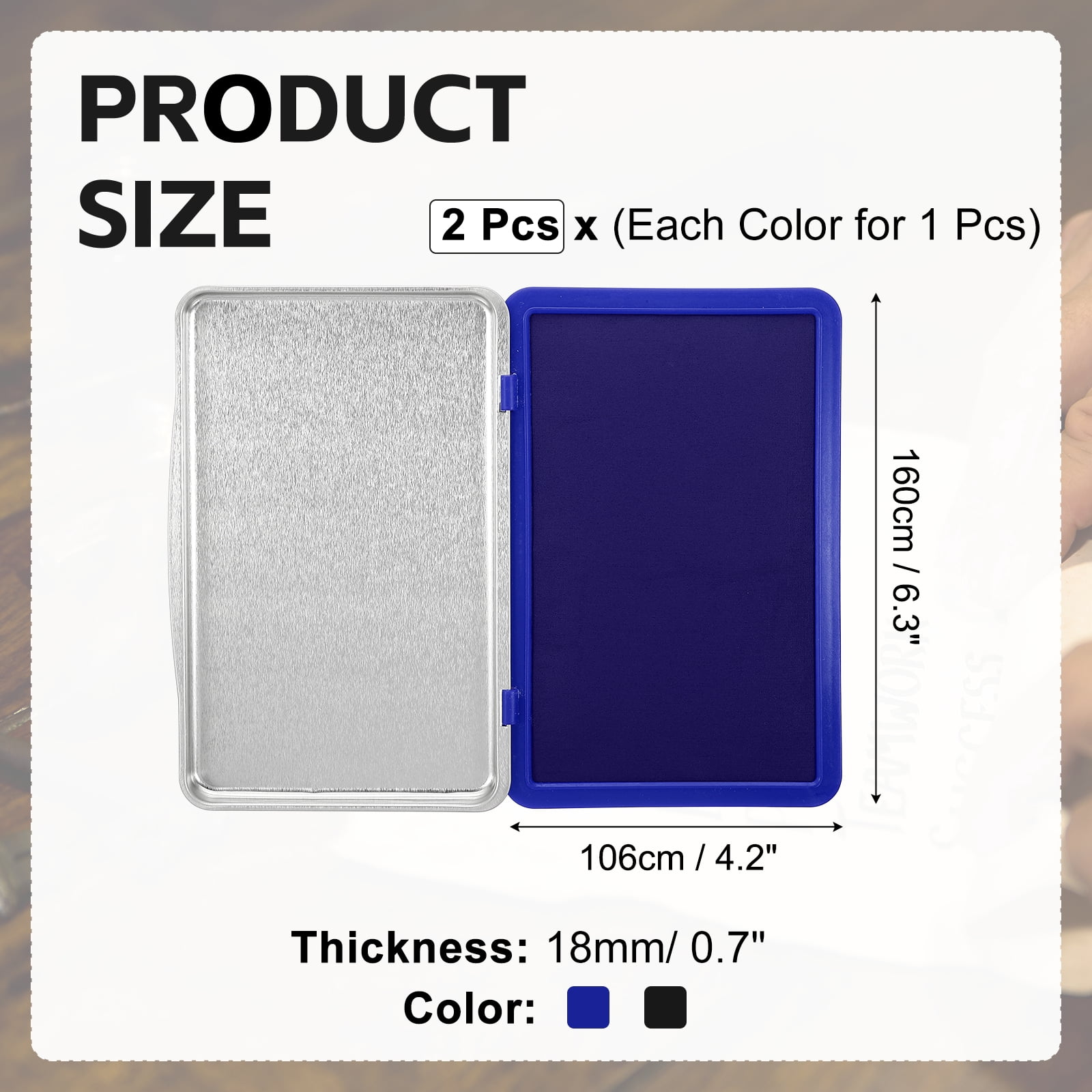 6x4 Inch Stamp Pad, 2Pcs Washable Craft Ink Pad, Waterproof Inkpad Clear Printing for Rubber Stamp, Card Making, Scrapbooking, Fingerprint, Handprint, Stamping, Black/Blue