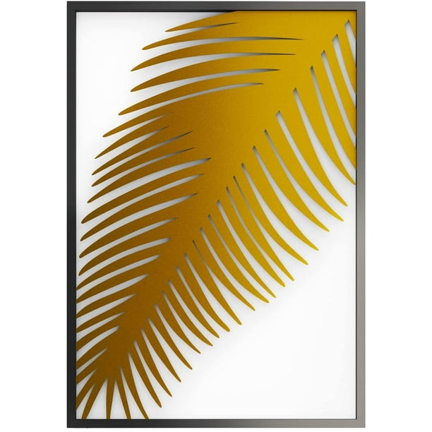 Mod Black and Gold Metal Palm Leaf Wall Art