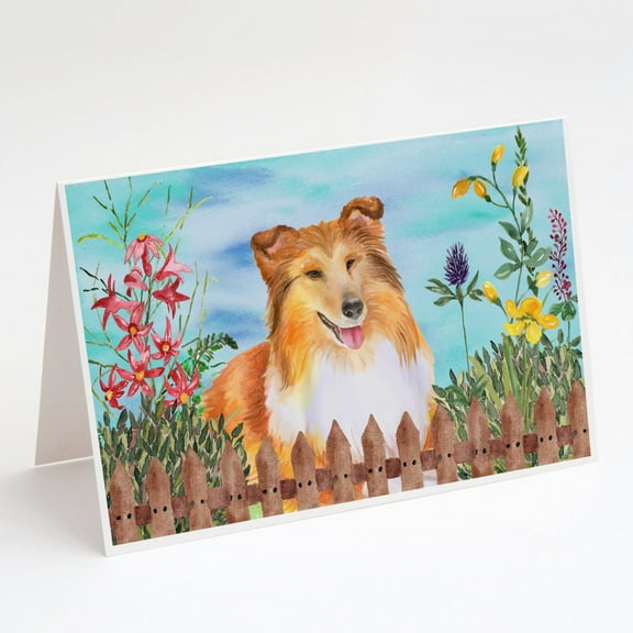 Sheltie Spring Greeting Cards and Envelopes Pack of 8