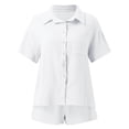thumbnail image 4 of Ensemble de Shorts pour Femmes Mode Décontractée Manches Courtes Boutonné Tenue Confortable Polyvalente Printemps Été pour Usage Quotidien, 4 of 4