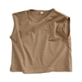 thumbnail image 2 of Vêtements d'Été pour Garçons, Débardeur Sans Manches à Rayures pour Enfants, Col Rond Décontracté, Khaki 7 Ans-8 Ans, 2 of 4