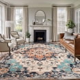 thumbnail image 3 of Orange Blue Area Rug 5x7 FT, Non Slip Bedroom Throw Carpet, Boho Geometric Middle Century Abstract Western Washable Soft Floor Carpet Non-Shedding Rug for Dining Room Bedside Classroom Desk, 3 of 9