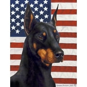 Doberman Cropped Black and Tan - Best of Breed Patriotic II Garden Flags