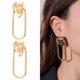 thumbnail image 3 of Pendientes de aro llamativos de oro con tachuelas metálicas minimalistas, joyería de moda para mujer, 2 unidades, 3 of 4