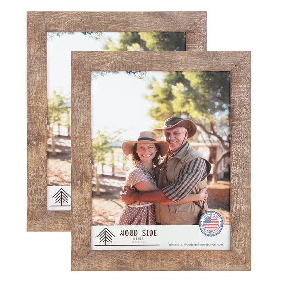 Rustic Barnwood Picture Frames 8x10 - Set of 2 - Natural Reclaimed Wood Real Glass - Wall and Tabletop - Farmhouse Design