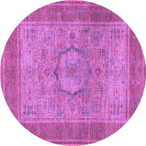 Ahgly Company Indoor Round Medallion Purple Traditional Area Rugs, 7' Round