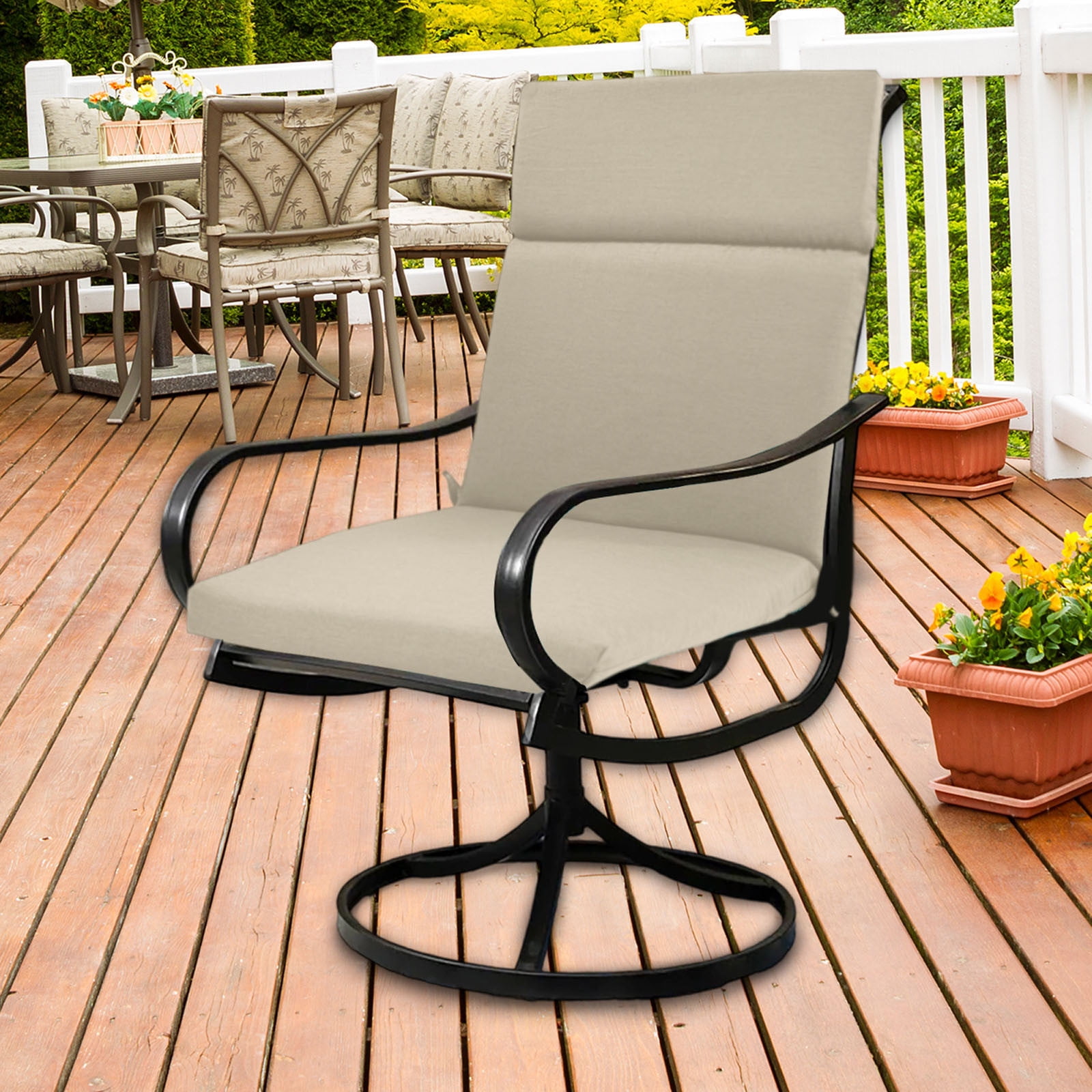 Outdoor Chair Cushions High Back - Waterproof Patio Cushions with Removable Covers, Fade-Resistant Lawn Chair Cushions Machine Washable for Dining Rocking Chairs