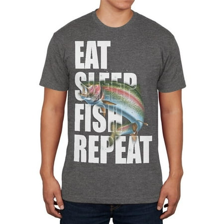 - Eat Sleep Fish Repeat Rainbow Trout Mens Soft T Shirt