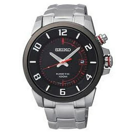 Seiko SKA553 Men's Core Kinetic Power Reserve Black Dial Stainless Steel Bracelet Watch