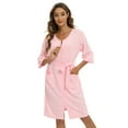 thumbnail image 3 of Women Zipper Front House Coat Waffle Soft Dress Gown Short Sleeve Belt Robe Zip up Bathrobes Short Nightgown with Pockets, S-2XL, 3 of 8