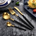 thumbnail image 2 of Black Gold Flatware,4 Piece Matte Black Handle 304 Stainless Steel Tableware Sets, 2 of 5