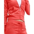 thumbnail image 5 of J. METHOD Women’s Tracksuit Set Casual 2 Piece Outfit Slim Fit Velour Velvet Zip Up Hoodie Jacket Top and Sweatpants Sweatsuit NEWTS03 Coral 2X, 5 of 6