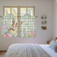 thumbnail image 3 of Easter Kitchen Curtains 54 Inch Length, Spring Bunny Colorful Eggs Floral Leaves Grey Plaid Tiers Curtains for Bathroom Bedroom Cafe, Light Filtering Small Window Treatment Drapes 2 Panels 42"Wx54"L, 3 of 8