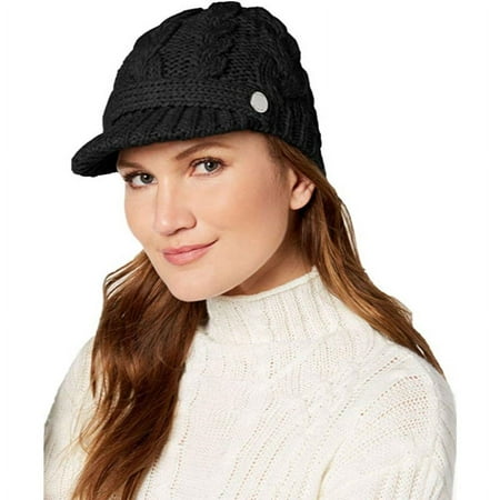 Michael Kors Pointelle Cable-Knit Peak Hat, Black