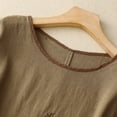 thumbnail image 6 of WXLWZYWL Womens Summer Tops Plus Size Clearance Short Sleeve Crew Neck Drawstring Hem Tree Branches Embroidery T-Shirt Cotton Linen Tops Blouse Casual Loose Shirts, 6 of 6