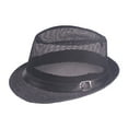 thumbnail image 1 of Visland Men Fedora Wide Brim Mesh Spring Summer Pure Color Low-profile Sunshade Hat for Outdoor, 1 of 6