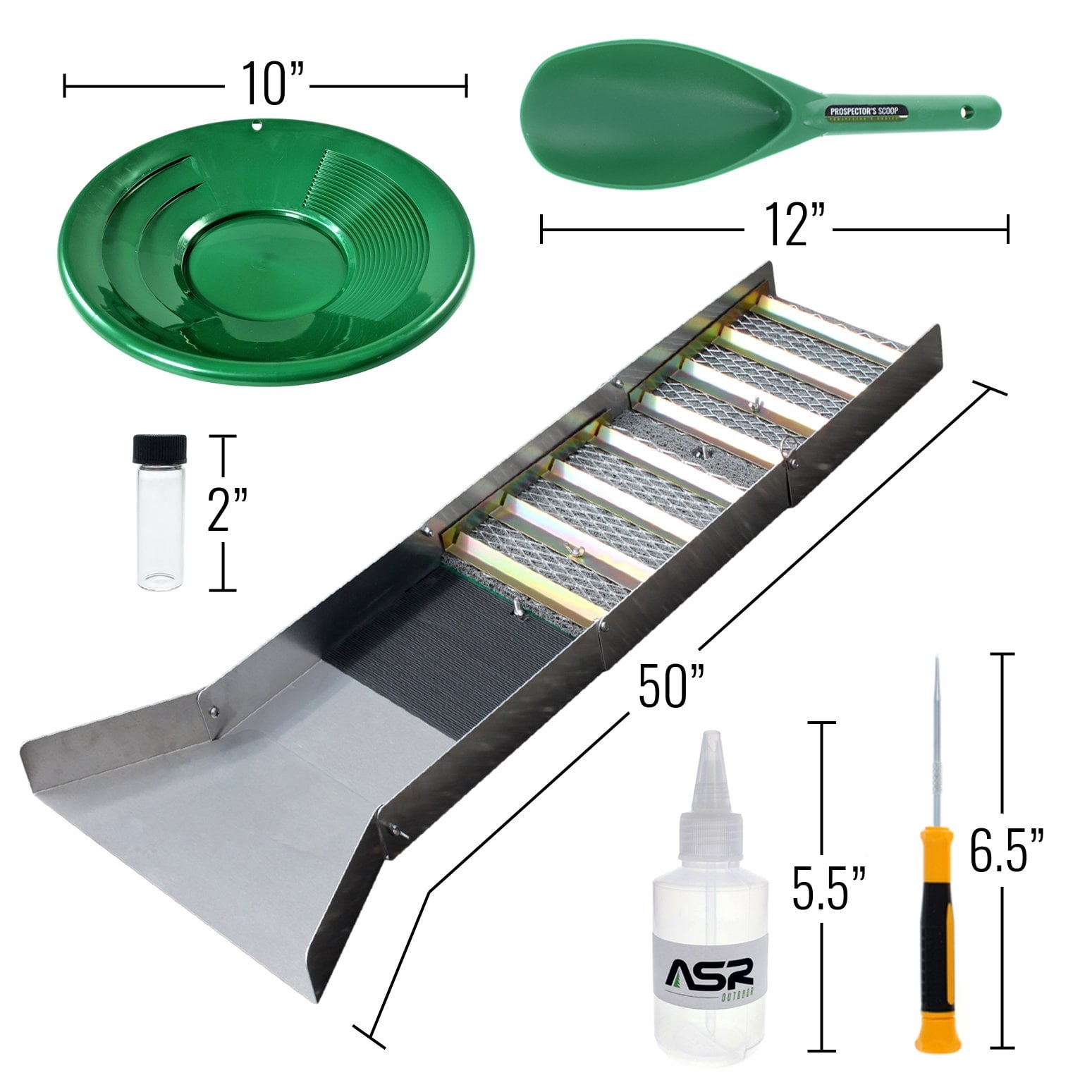 ASR Outdoor 6-Piece Green Gold Panning Kit Kids Metal Detector Kit