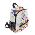 thumbnail image 2 of FORMRS School Backpack with Front Zippered Pocket 12" Student Travel Daypack, White Abstract Triangles, 2 of 6