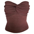 thumbnail image 1 of Camisola sexy sin tirantes con escote en forma de corazón, nudo retorcido en la parte delantera y sin mangas para mujer, 1 of 7