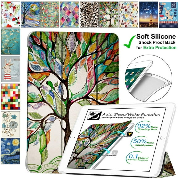 iPad Air 1-9.7 Inch 2013 [ A1893 A1822 A1566 A1474 ] Printed Smart Cover with Transparent Back - Olivia Tree (Soft Silicone Back)