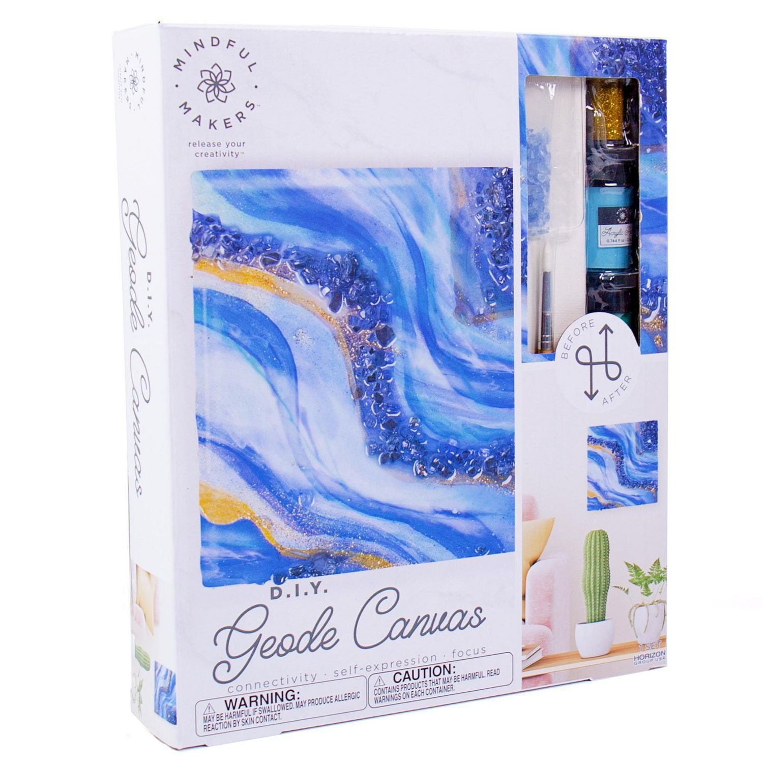 Mindful Makers™ D.I.Y. Sapphire Geode Canvas Set, 8 in. x 8 in. Canvas