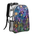 thumbnail image 3 of Sikiie Cosmic Purple Irises Clear Backpack, Transparent Bookbag for School for Women Men, Capacity Clear Bag for College, Travel, 3 of 7