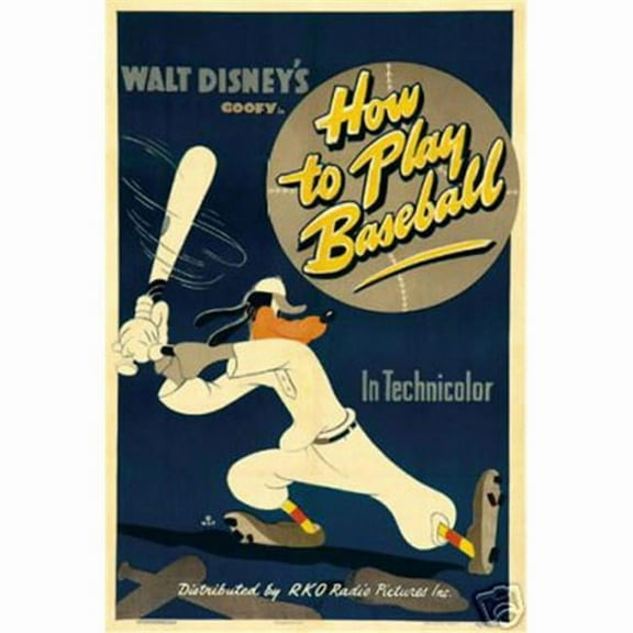 Hot Stuff Enterprise 8127-12x18-LM Goofy How to Play Baseball Poster