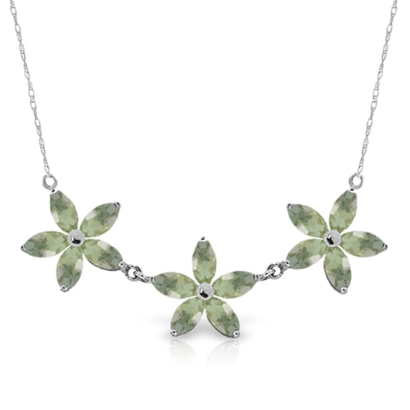 Galaxy Gold 14k 20" White Gold Lei Green Amethyst Necklace