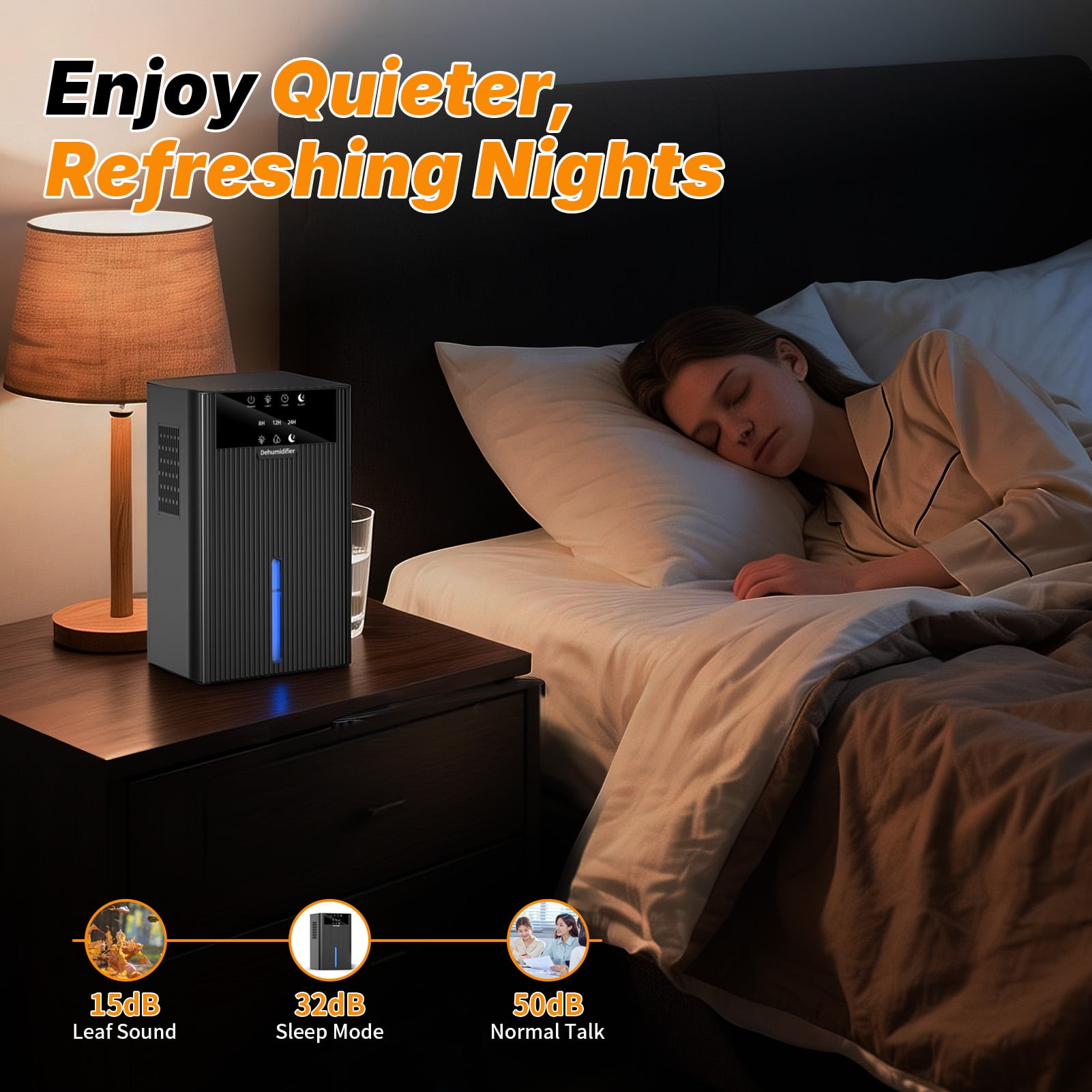 Dehumidifiers for Home, 75 OZ Dehumidifier for Room with 7 Color Night Light,Auto Shut Off, Sleep Mode,24H Timer (800 sq. ft) Black
