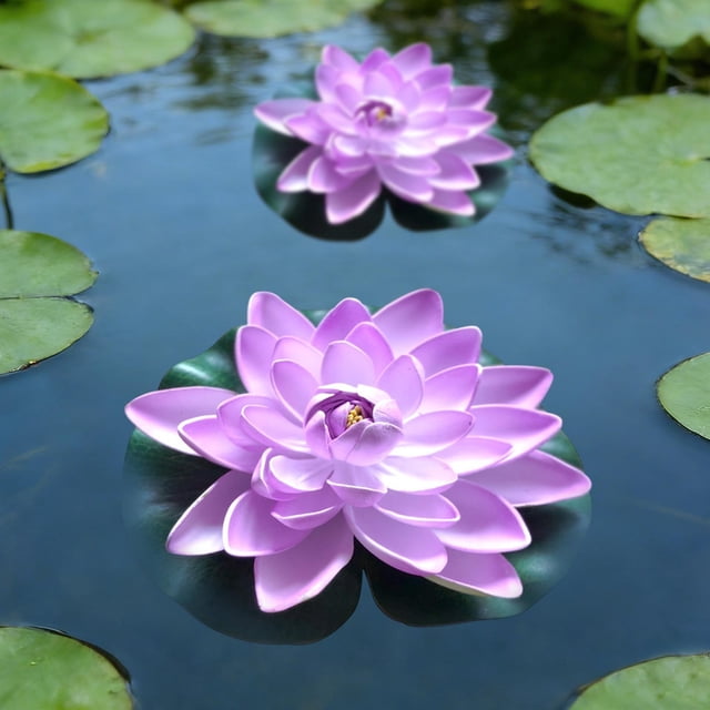 Sokhug Purple Floating Foam Lotus Flower 7 Inch Artificial Water Lily EVA For Pond Pool Garden Spring Summer Outdoor Decor